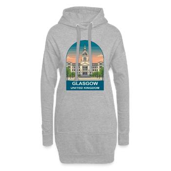 Glasgow UK Vintage-Reiseplakat-Kunst - Hoodie-Kleid - Grau meliert - Vorne