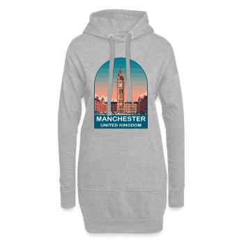 Manchester UK Vintage-Reiseplakat - Hoodie-Kleid - Grau meliert - Vorne