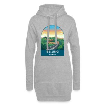 Peking China Große Mauer Vintage-Reiseplakat - Hoodie-Kleid - Grau meliert - Vorne