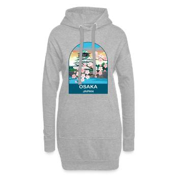 Art d’affiches de voyage vintage à Osaka, Japon - Sweat-shirt à capuche long Femme - gris chiné - Devant
