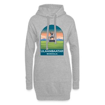 Affiche d’art de voyage vintage en Mongolie à Oulan-Bator - Sweat-shirt à capuche long Femme - gris chiné - Devant