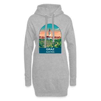 Graz Austria Vintage-Reiseplakat-Kunst - Hoodie-Kleid - Grau meliert - Vorne