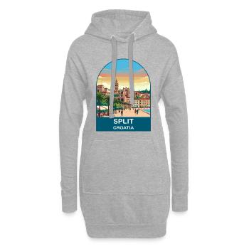 Split Kroatien Vintage-Reiseplakat-Kunst - Hoodie-Kleid - Grau meliert - Vorne