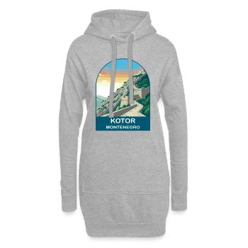 Kotor Montenegro Vintage-Reiseplakat-Kunst - Hoodie-Kleid - Grau meliert - Vorne