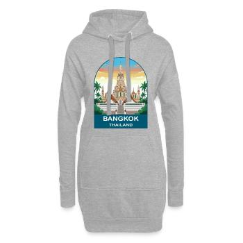 Bangkok Thailand Tempel Vintage-Reiseplakat-Kunst - Hoodie-Kleid - Grau meliert - Vorne