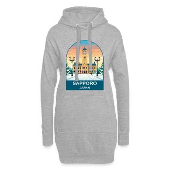 Sapporo Japan Uhrturm Vintage-Schnee-Reisekunst - Hoodie-Kleid - Grau meliert - Vorne
