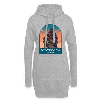 Affiche de voyage vintage de Chongqing, Chine Hongyadong - Sweat-shirt à capuche long Femme - gris chiné - Devant