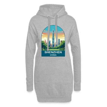 Shenzhen China Modern Skyline Vintage Travel Art - Hoodie Dress - heather grey - Front