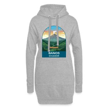 Banos Ecuador Volcano Art de voyage vintage - Sweat-shirt à capuche long Femme - gris chiné - Devant