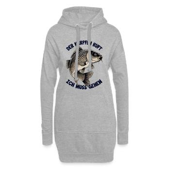 Der Karpfen ruft - Hoodie-Kleid - Grau meliert - Vorne