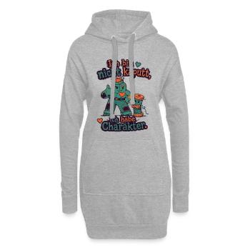 Ich bin nicht kaputt, ich habe Charakter - Hoodie-Kleid - Grau meliert - Vorne
