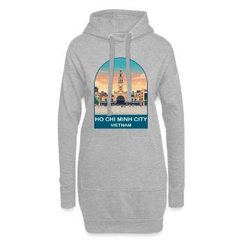 Ho-Chi-Minh-Stadt Vietnam Vintage-Reiseplakat - Hoodie-Kleid - Grau meliert - Vorne