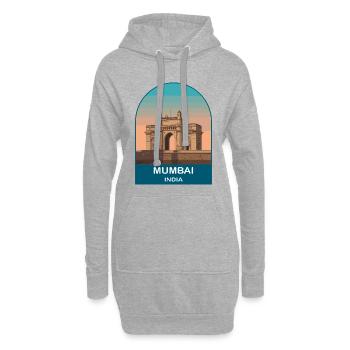 Mumbai India Gateway of India Reiseillustration - Hoodie-Kleid - Grau meliert - Vorne