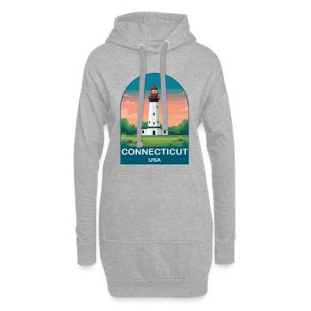 Art d’affiches de voyage vintage Connecticut USA - Sweat-shirt à capuche long Femme - gris chiné - Devant