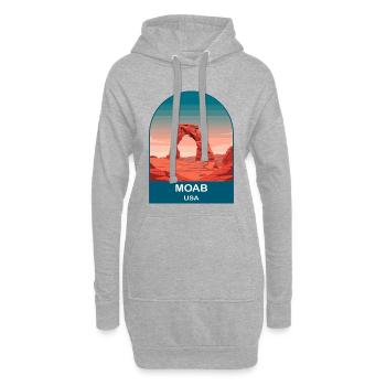 Art d’affiche de voyage vintage Moab USA - Sweat-shirt à capuche long Femme - gris chiné - Devant