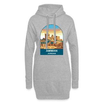 Art d’affiches de voyage vintage de la citadelle Jordan d’Amman - Sweat-shirt à capuche long Femme - gris chiné - Devant