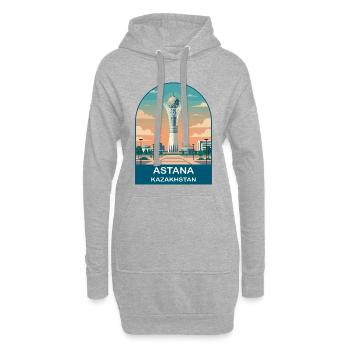 Affiche de voyage vintage Bayterek d’Astana Kazakhstan - Sweat-shirt à capuche long Femme - gris chiné - Devant