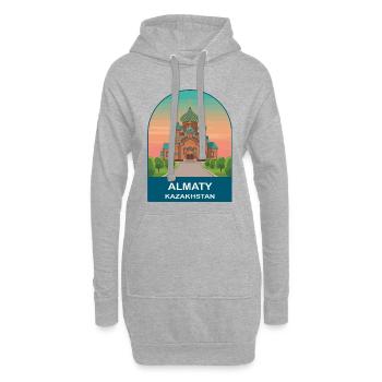 Affiche vintage d’art de voyage au Kazakhstan - Sweat-shirt à capuche long Femme - gris chiné - Devant