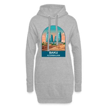 Baku Aserbaidschan Flammentürme Vintage-Reisekunst - Hoodie-Kleid - Grau meliert - Vorne