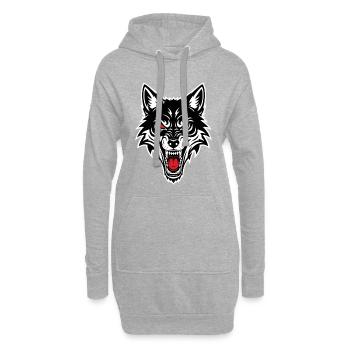 Alpha Wolf Maskottchen-Logo Sportkampfgeschenk - Hoodie-Kleid - Grau meliert - Vorne