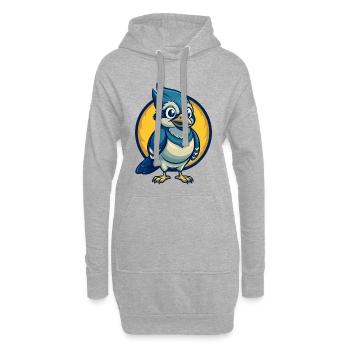 Jay Bird Kawaii Maskottchen Cartoon Clipart Logo Abzeichen - Hoodie-Kleid - Grau meliert - Vorne