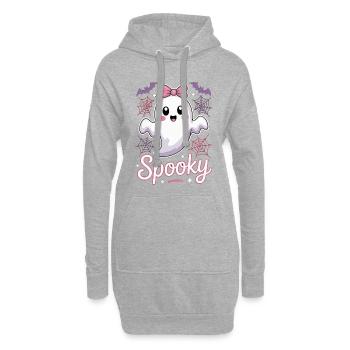 Fantôme effrayant d’Halloween - Sweat-shirt à capuche long Femme - gris chiné - Devant