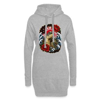 Schildkröte im japanischen Irezumi Stil - Hoodie-Kleid - Grau meliert - Vorne