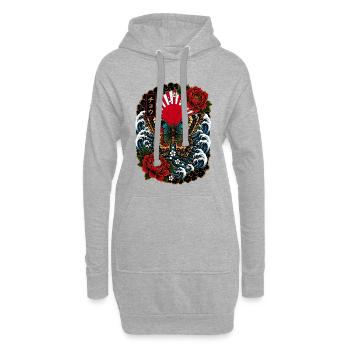 Schmetterling im japanischen Irezumi Stil - Hoodie-Kleid - Grau meliert - Vorne
