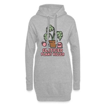 Certified Plant Killer Pflanzenhumor - Hoodie-Kleid - Grau meliert - Vorne