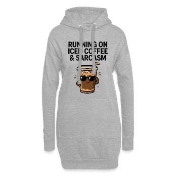 Eiskaffee mit einer Prise Sarkasmus - Hoodie-Kleid - Grau meliert - Vorne