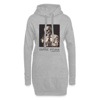 Heure du café - Sweat-shirt à capuche long Femme - gris chiné - Devant