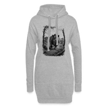 Le rhinocéros sauvage dans la nature dans le style du dessin artistique - Sweat-shirt à capuche long Femme - gris chiné - Devant