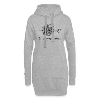 Es ist kompliziert - Liebe - Hoodie-Kleid - Grau meliert - Vorne