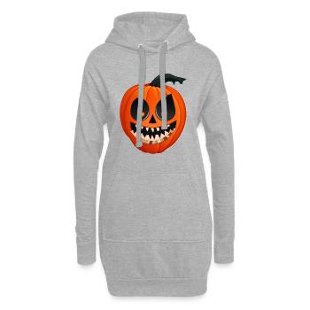Lanterne de citrouille d’Halloween - Sweat-shirt à capuche long Femme - gris chiné - Devant