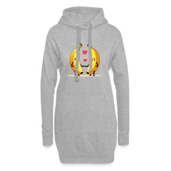 Bananas in love - couple se tenant la main avec le cœur - Sweat-shirt à capuche long Femme - gris chiné - Devant