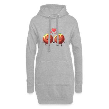 Verliebte Hack Klopse - Frikadellen Paar mit Senf - Hoodie-Kleid - Grau meliert - Vorne