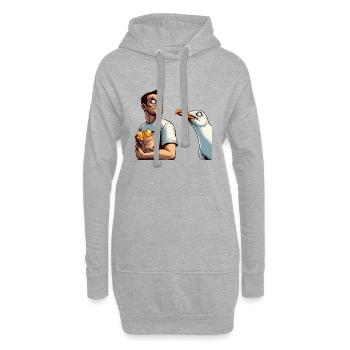 Duel d’homme avec des jetons contre une mouette - Sweat-shirt à capuche long Femme - gris chiné - Devant