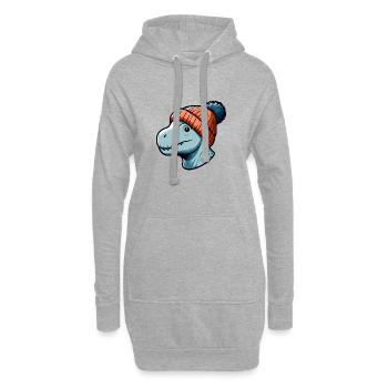 Baby T Rex Dino Dinosaurier Beanie Mütze Kopf - Hoodie-Kleid - Grau meliert - Vorne