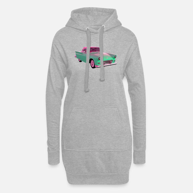Altes Auto / Oldtimer - Hoodie-Kleid - Grau meliert