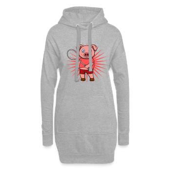 Süßes Schwein, Badmintonspieler, ironischer - Hoodie-Kleid - Grau meliert - Vorne
