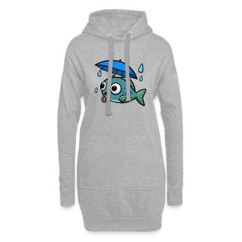 Wasser See Meer Fisch Regenschirm Regen - Hoodie-Kleid - Grau meliert - Vorne