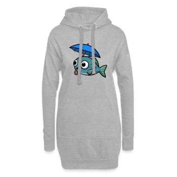 Eau Lac Mer Poisson Parapluie Pluie - Sweat-shirt à capuche long Femme - gris chiné - Devant