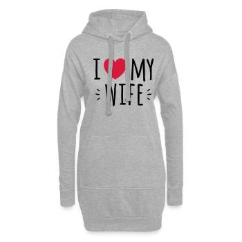 i love my wife - Sweat-shirt à capuche long Femme - gris chiné - Devant
