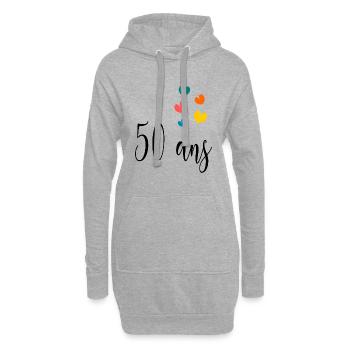 50 ANS. 50e ANNIVERSAIRE. ANNIVERSAIRE 50 ANS. 50 - Sweat-shirt à capuche long Femme - gris chiné - Devant