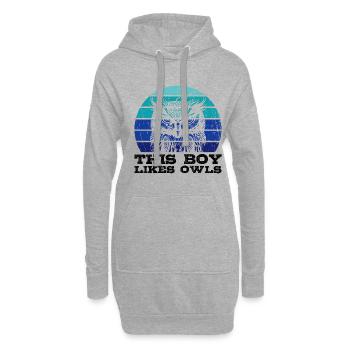 Junge mag Eulen Waldtiere Natur Wildtiere Eule - Hoodie-Kleid - Grau meliert - Vorne