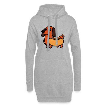 Comic Hund Wiener Hot Dog Dackel Hotdog Senf - Hoodie-Kleid - Grau meliert - Vorne