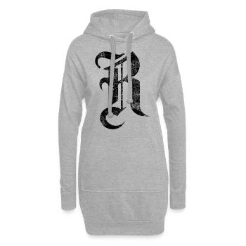 Tshirt alphabet initial R - Sweat-shirt à capuche long Femme - gris chiné - Devant