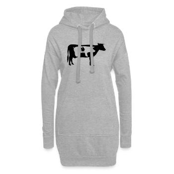 Bauernhof, Kuh, Schwein, Huhn - Hoodie-Kleid - Grau meliert - Vorne