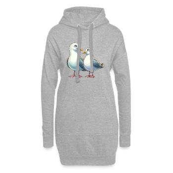 Deux mouettes amoureuses Couple Mouette Côte de la mer du Nord Amour - Sweat-shirt à capuche long Femme - gris chiné - Devant