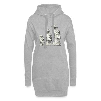 3 Moai Stein Köpfe Steinstatuen der Osterinsel - Hoodie-Kleid - Grau meliert - Vorne